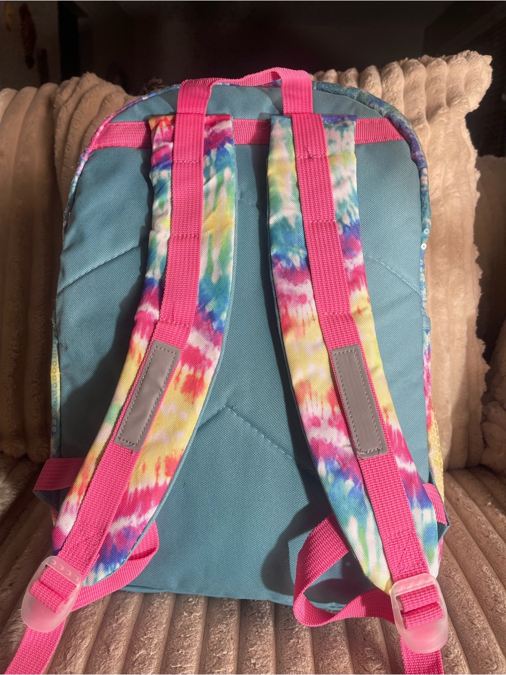 Wonder Nation Rainbow Sequin Tie-Dye Backpack with Pink Accents New With Tags - Picture 7 of 10